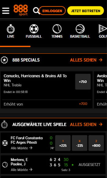 Die 888sport Sportwetten App