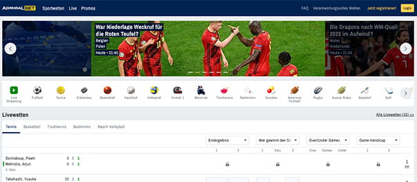 ADMIRALBET Sportwetten Startseite