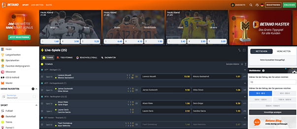 Betano Sportwetten Startseite